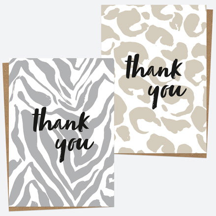 Ready to Write Thank You Open Out Cards - Animal Print - Pack of 10