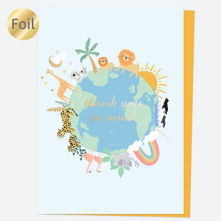 Luxury Foil Thank You Open Out Cards - Animal World - Pack of 10