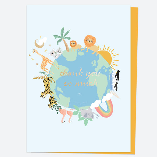 Luxury Foil Thank You Open Out Cards - Animal World - Pack of 10