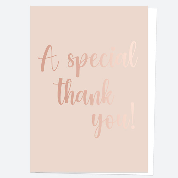Luxury Foil Thank You Open Out Cards - Blush & Gold Elegant Script - Pack of 10