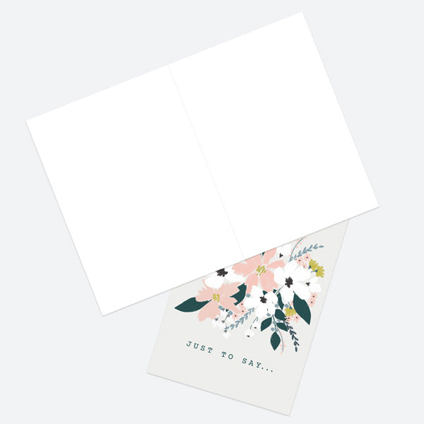 Ready to Write Thank You Open Out Cards - Blush Modern Floral - Bouquet - Just To Say - Pack of 10
