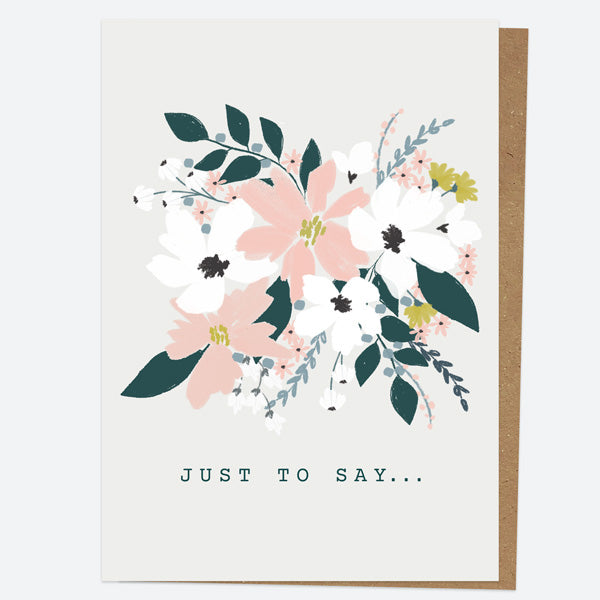 Ready to Write Thank You Open Out Cards - Blush Modern Floral - Bouquet - Just To Say - Pack of 10