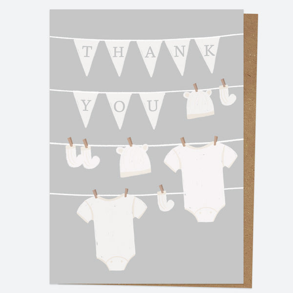 Ready to Write Thank You Open Out Cards - Dotty Washing Line - Pack of 10