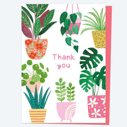 Ready to Write Thank You Open Out Cards - House Plants - Pack of 10