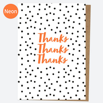 Neon Thank You Open Out Cards - Neon Bright - Dotty Typography - Pack of 10