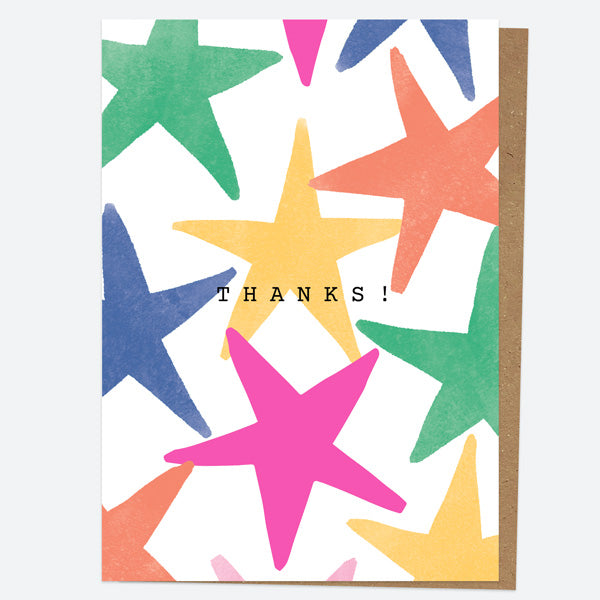 Neon Thank You Open Out Cards - Neon Bright - Stars - Pack of 10