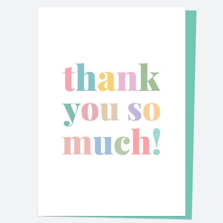 Ready to Write Thank You Open Out Cards - Pastel Block Typography - Pack of 10