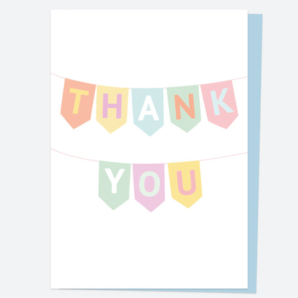 Ready to Write Thank You Open Out Cards - Pastel Bunting - Pack of 10