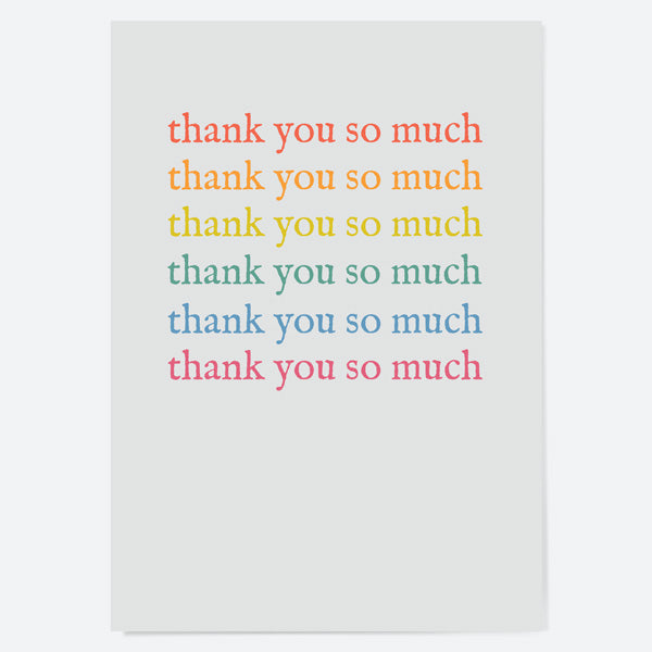 Ready to Write Thank You Open Out Cards - Rainbow Typography - Pack of 10