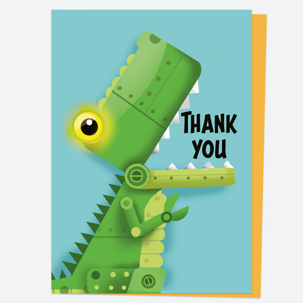 Ready to Write Thank You Open Out Cards - Robot Dinosaur - Pack of 10