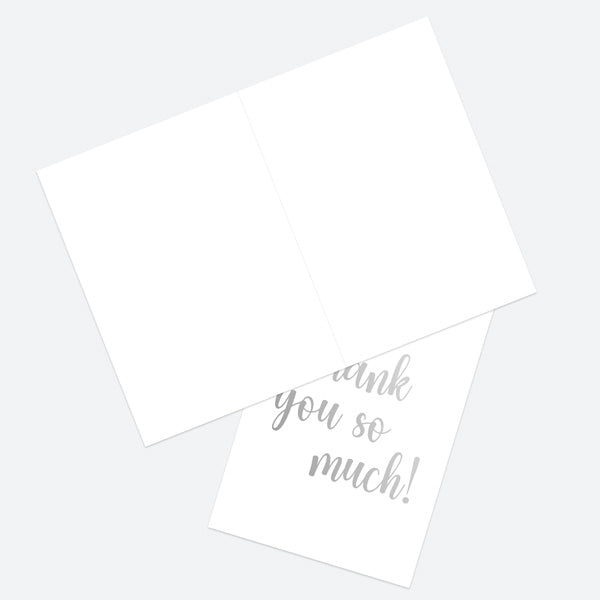 Luxury Foil Thank You Open Out Cards - Silver Elegant Script - Pack of 10