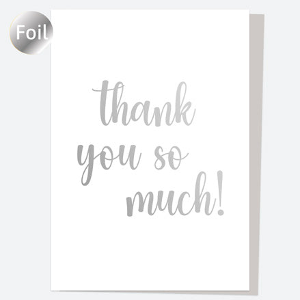 Luxury Foil Thank You Open Out Cards - Silver Elegant Script - Pack of 10