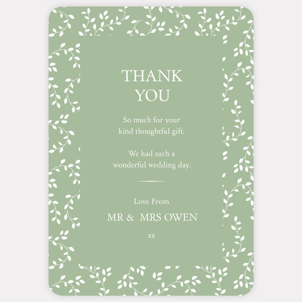 Delicate Leaf Pattern Iridescent Thank You Card
