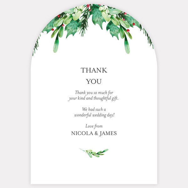 Festive Foliage Iridescent Thank You Card