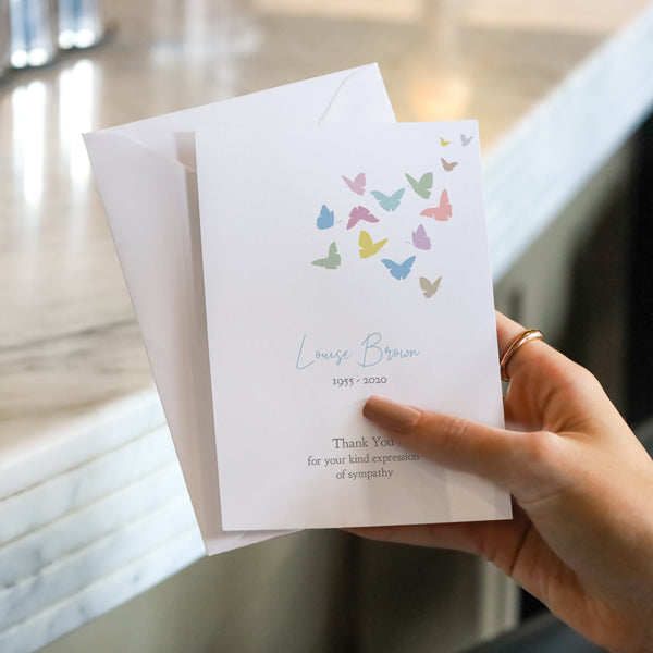 Funeral Thank You Cards - Flying Butterflies