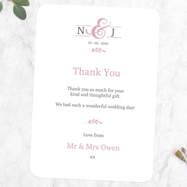 Formal Monogram Thank You Card