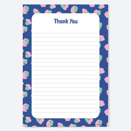 Blue Leopard Print - Thank You Notelet - Pack of 20
