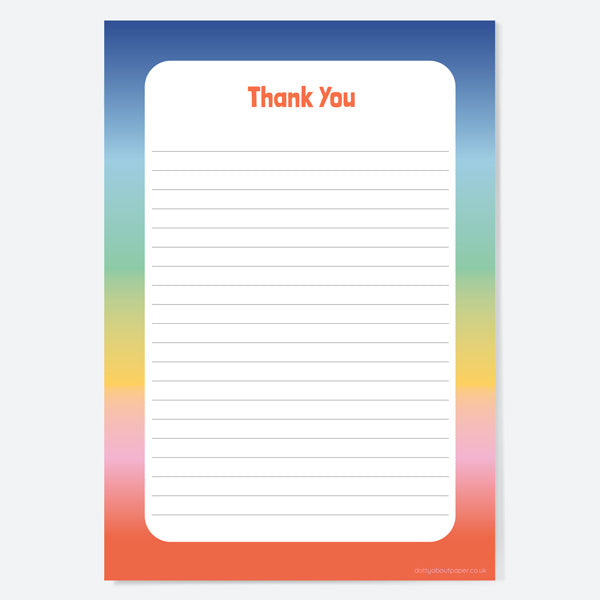 Rainbow Ombre - Thank You Notelet - Pack of 20