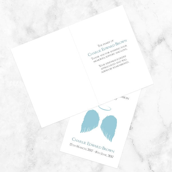 Funeral Thank You Cards - Blue Angel Wings
