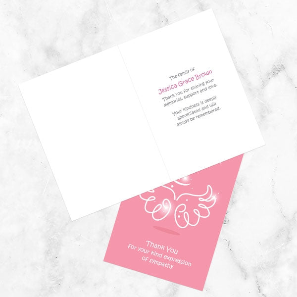 Funeral Thank You Cards - Bright Pink Angel Wings & Halo