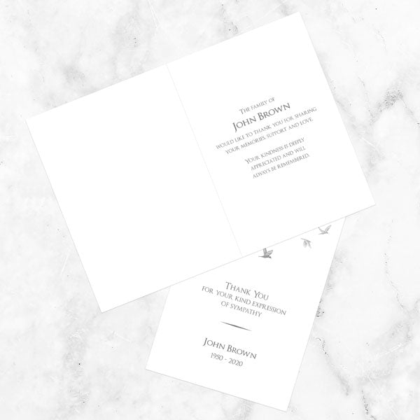 Funeral Thank You Cards - Grey Flying Birds