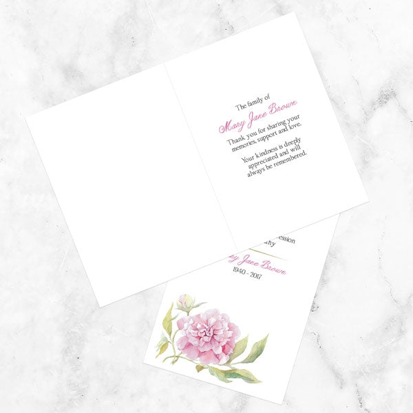 Funeral Thank You Cards - Watercolour Peony