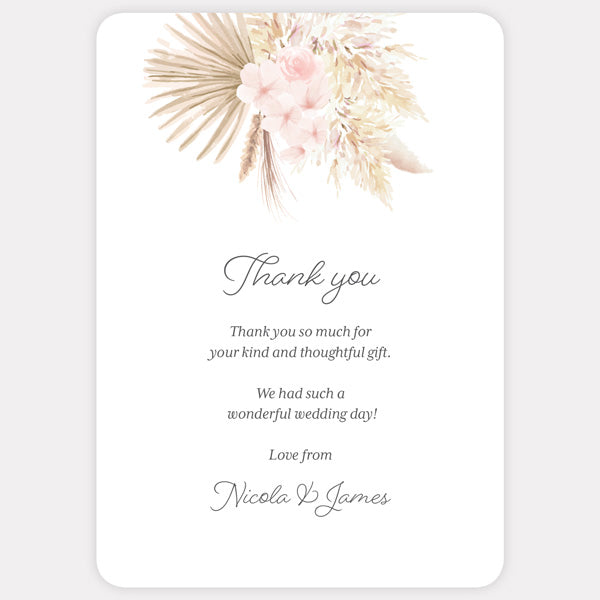 Pampas Floral Thank You Card