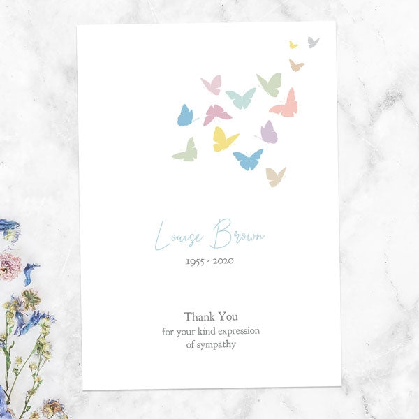 Funeral Thank You Cards - Flying Butterflies