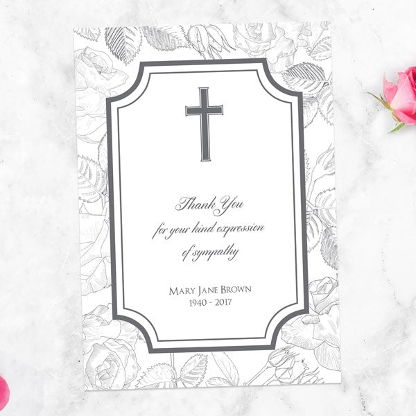 Funeral Thank You Cards - Ornate Roses