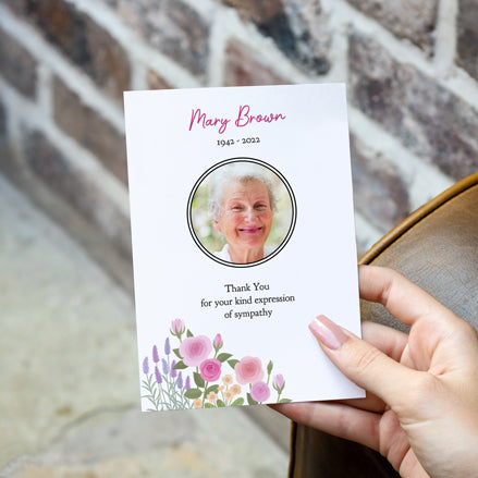 Funeral Thank You Cards - Roses & Lavender