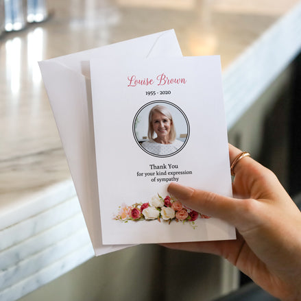 Funeral Thank You Cards - Traditional Roses Photo