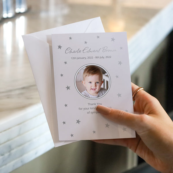 Foil Funeral Thank You Cards - Twinkling Stars Photo