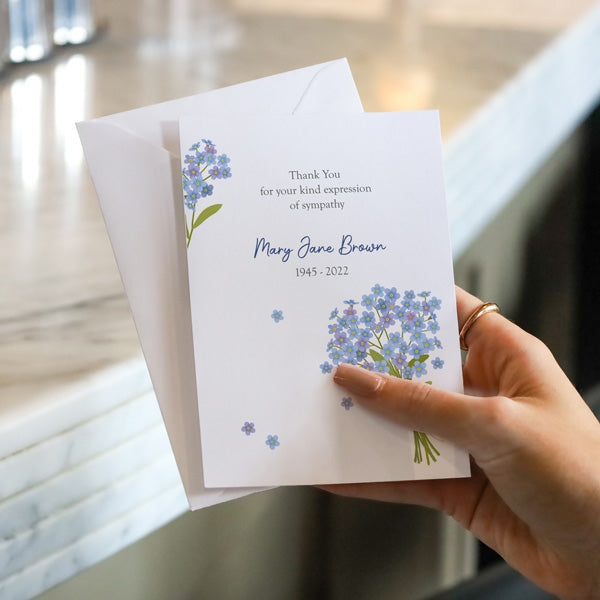 Funeral Thank You Cards - Watercolour Forget Me Nots