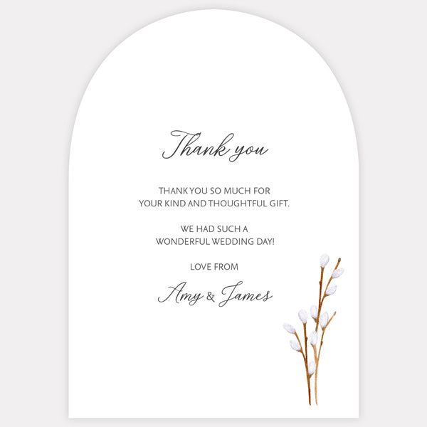 Watercolour Pussy Willow Iridescent Thank You Card