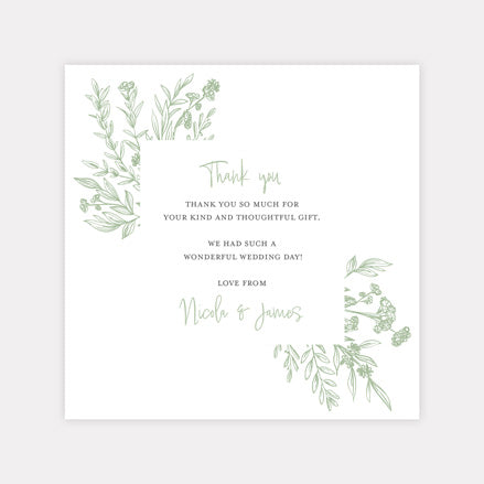 Wildflower Meadow Sketch Iridescent Thank You Card