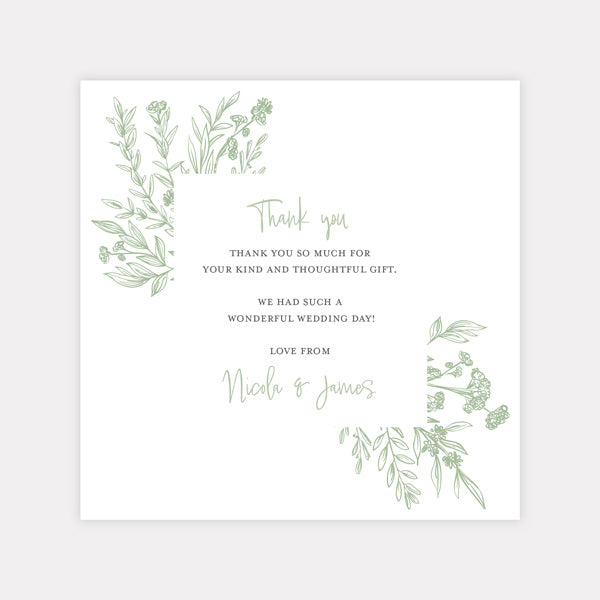 Wildflower Meadow Sketch Iridescent Thank You Card