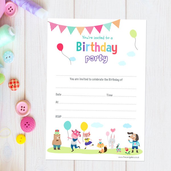 Kids Party Animals - Notelet Invitation - Pack of 20