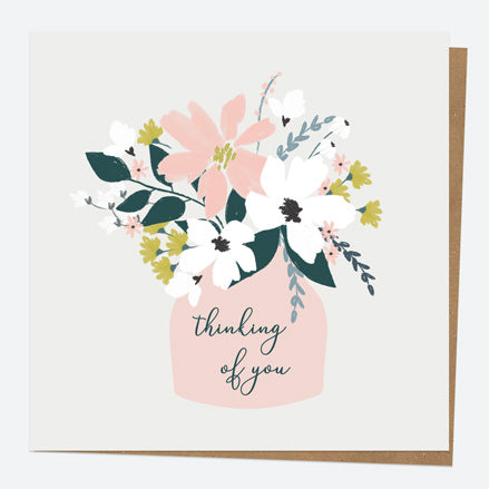 Thinking of You Card - Blush Modern Floral - Vase