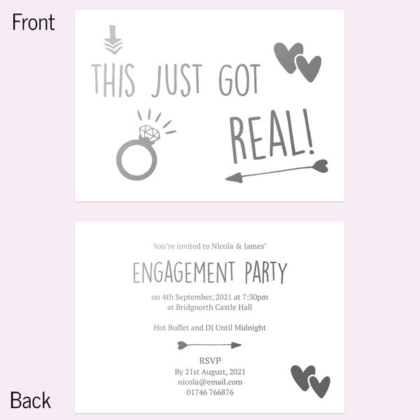 Foil Engagement Party Invitations - This Just Got Real!