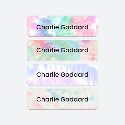No Iron Small Personalised Stick On Waterproof Name Labels - Tie Dye - Pack of 64