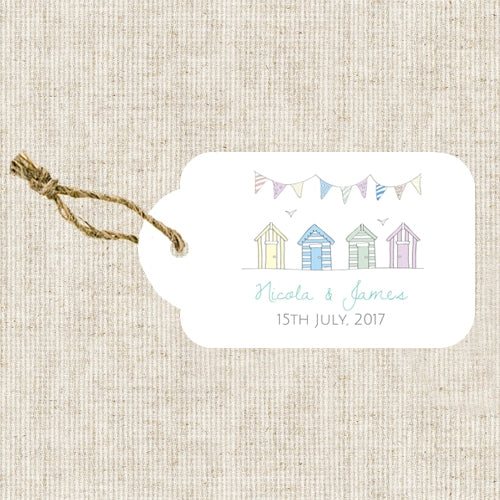 Pastel Bunting & Beach Huts - Favour Tag