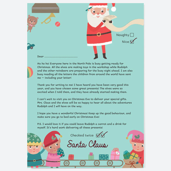 Toy Workshop - Non-Personalised Official Letter from Santa Claus