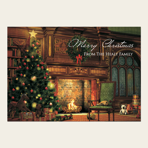 Personalised Christmas Cards - Traditional Fireside Christmas - Pack of 10