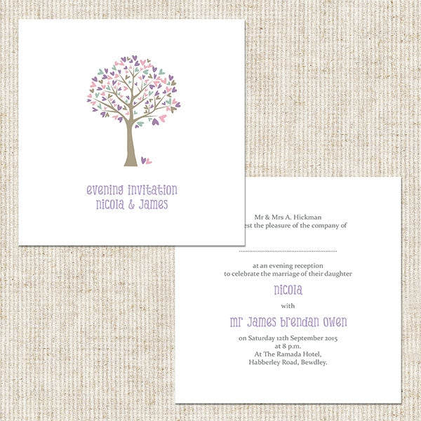 Tree of Hearts Evening Invitation