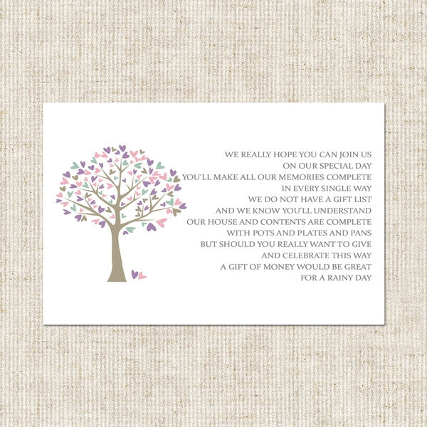 Tree of Hearts Gift Poem Card