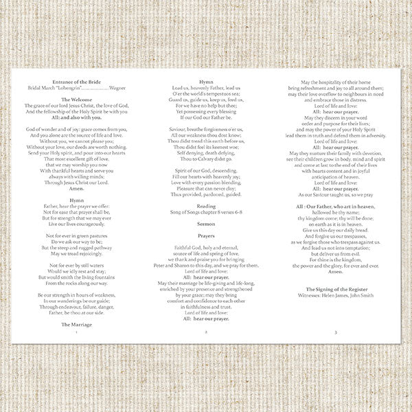 Tree of Hearts Order Of Service Concertina