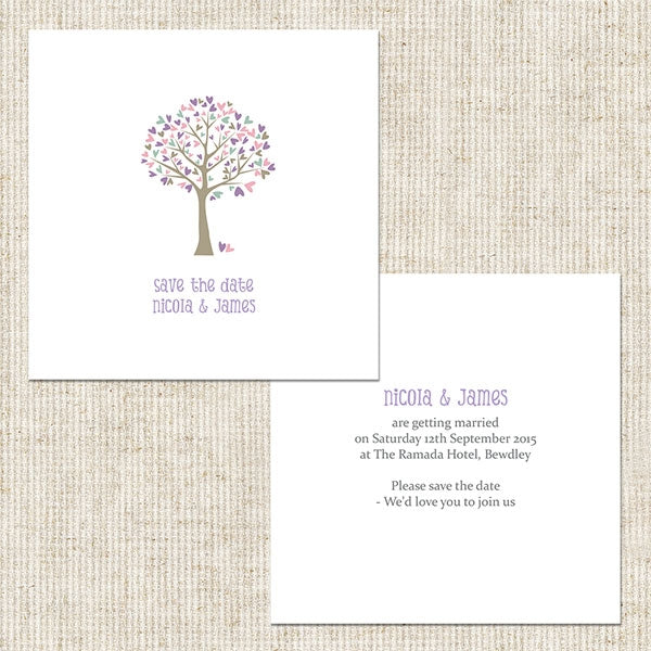 Tree of Hearts Save the Date Cards