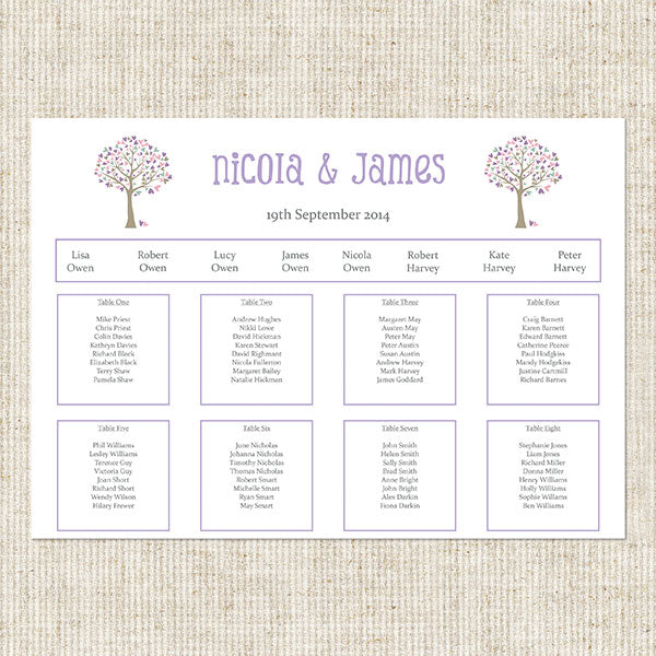 Tree of Hearts Table Plan
