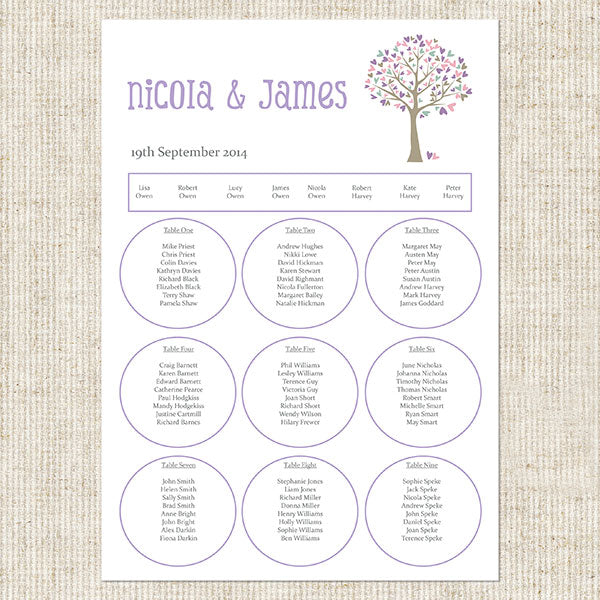 Tree of Hearts Table Plan