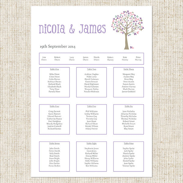 Tree of Hearts Table Plan